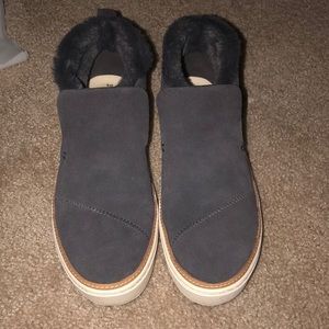 toms grey slip on booties